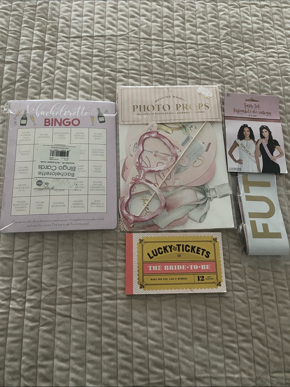 Unbranded Pink Bridal Photo Props & Bachelorette Party Game Set